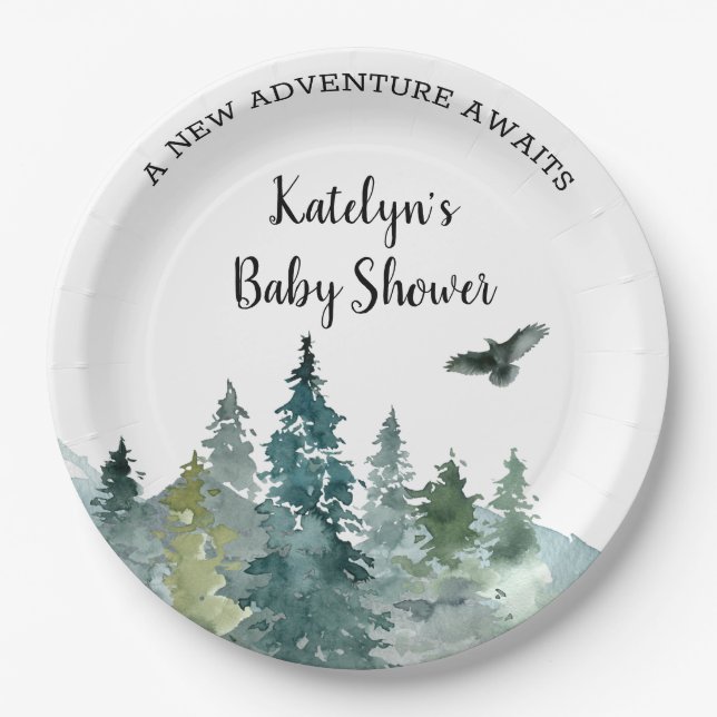 Assiettes En Carton Plaques de Baby shower Rustique Adventure (Devant)