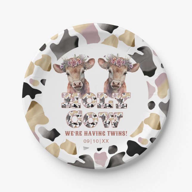 Assiettes En Carton Plaques de Baby shower Saint-Vache Twins (Devant)