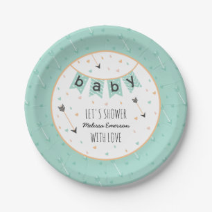 Assiettes En Carton Plaques de Baby shower Tribal Custom Menthe neut