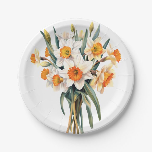 Assiettes En Carton Plaques de bouquet de jonquille (Devant)