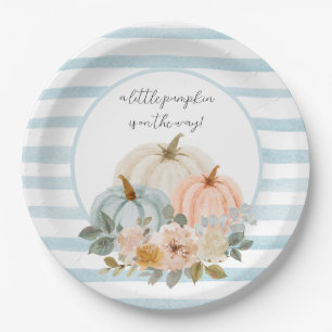 Assiettes En Carton Plaques de Citrouille bleu Dusty Baby shower d'aut