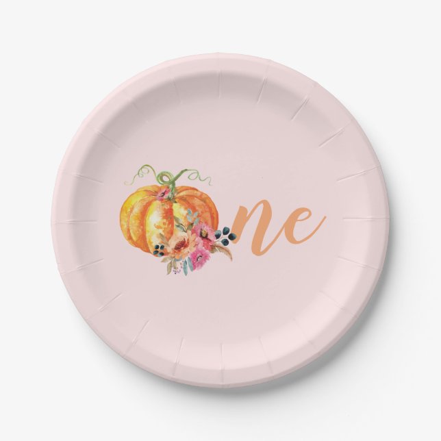 Assiettes En Carton Plaques de Citrouille Fleur d'anniversaire (Devant)