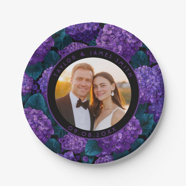 Assiettes En Carton Plaques De Cute Hydrangeas Pour Fête Wedding showe (Devant)