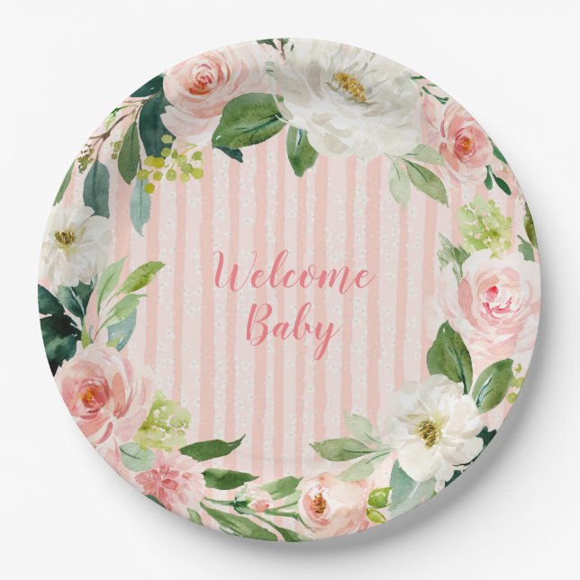 Assiettes En Carton Plaques de dîner de 9 po pour bébé de bienvenue -  (Devant)