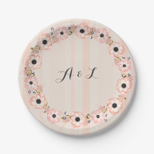 Assiettes En Carton Plaques de douche Monogramme personnalisables (Devant)