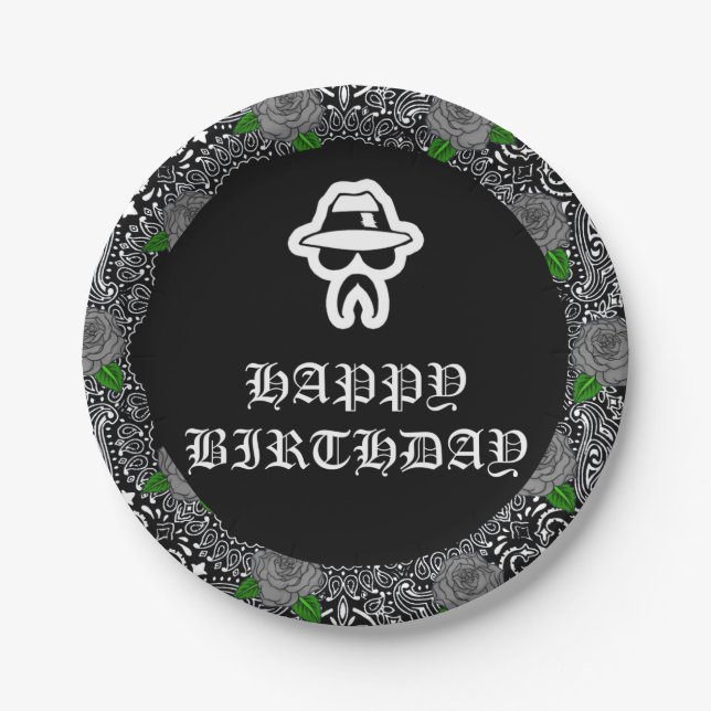 Assiettes En Carton Plaques de fête à thème Cholo (Devant)