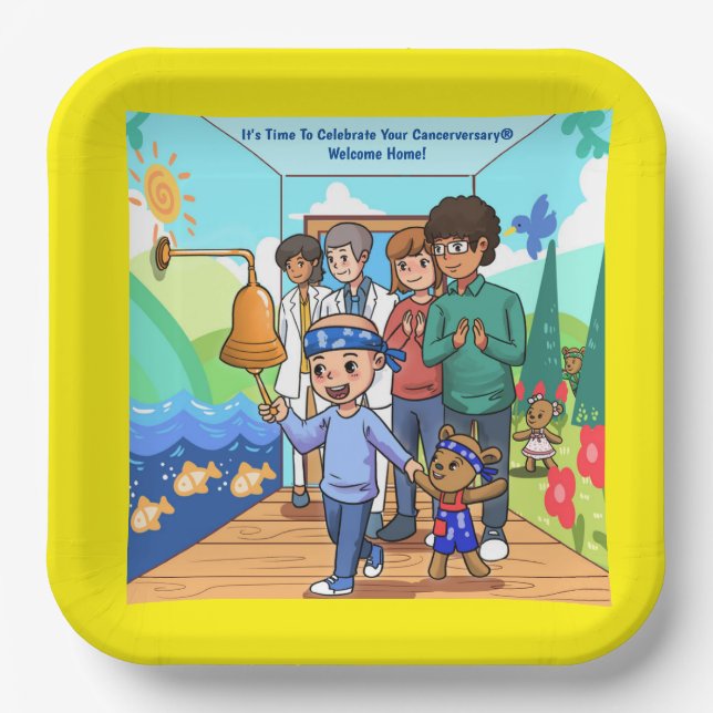 Assiettes En Carton Plaques de fête Anniversaire Sans Cancer (Recto)