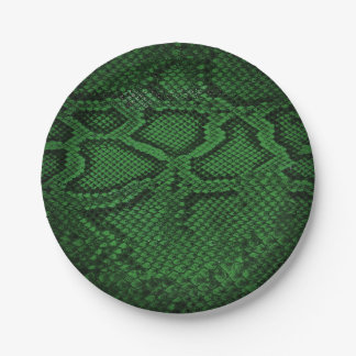Assiettes En Carton Plaques de fête avec motif serpent vert foncé