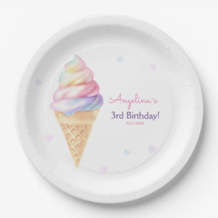 Assiettes En Carton Plaques de fête d'anniversaire avec crème glacée s