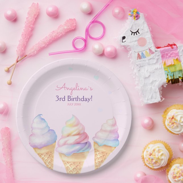 Assiettes En Carton Plaques de fête d'anniversaire avec crème glacée s (Fête)