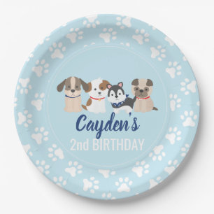 Assiettes En Carton Plaques de fête d'anniversaire chiot empreintes de