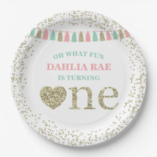 Assiettes En Carton Plaques de fête d'anniversaire de la fille Monnaie