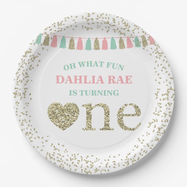 Assiettes En Carton Plaques de fête d'anniversaire de la fille Monnaie (Devant)