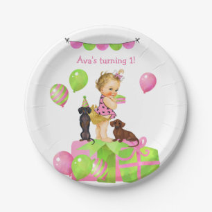 Assiettes En Carton Plaques de fête d'anniversaire de la petite fille