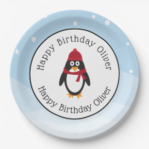 Assiettes En Carton Plaques de fête d'anniversaire Penguin pour les an