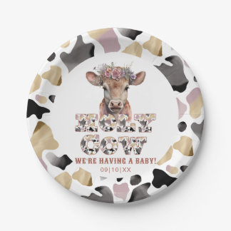 Assiettes En Carton Plaques de fête de Baby shower rustique de la vach