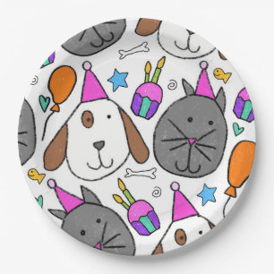 Assiettes En Carton "Plaques de fête de chats de marionnettes"