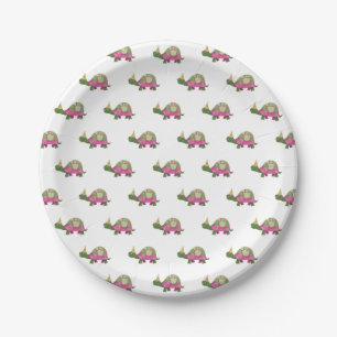 Assiettes En Carton Plaques de fête de la tortue rose
