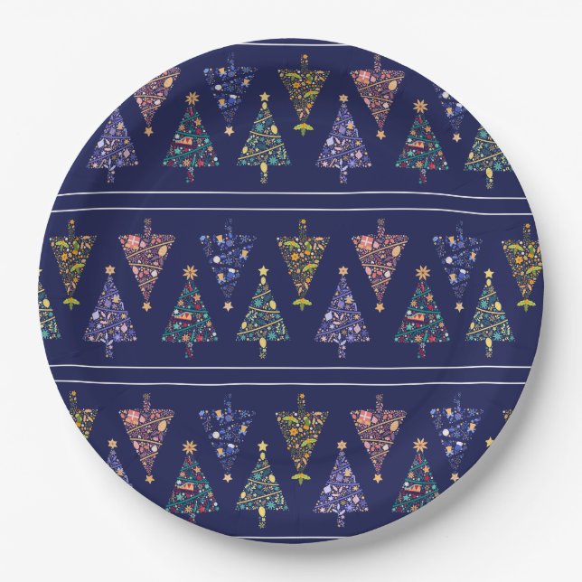 Assiettes En Carton Plaques de fête de Noël moderne - set 3 (Devant)