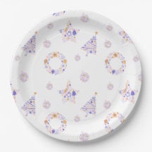 Plaques de fête de Noël violet - set 3