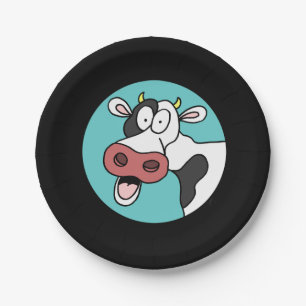 Assiettes En Carton Plaques de fête de retraite de la vache caricature
