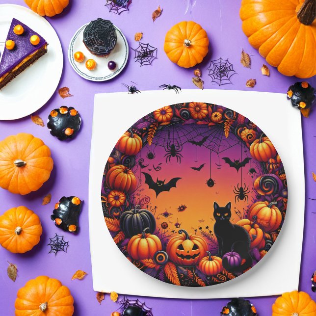 Assiettes En Carton Plaques de fête d'Halloween : Conception Éffrayant (Créateur téléchargé)
