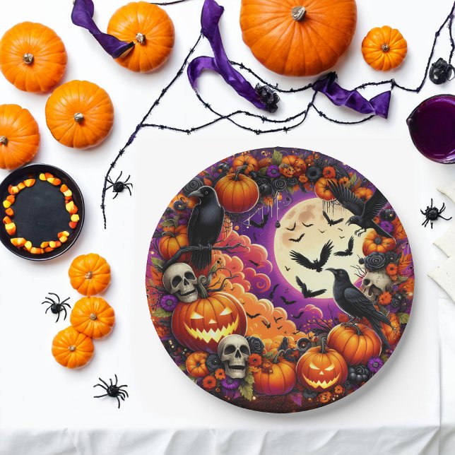 Assiettes En Carton Plaques de fête d'Halloween : Conception Éffrayant (Créateur téléchargé)