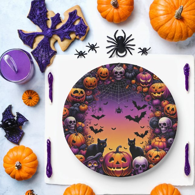 Assiettes En Carton Plaques de fête d'Halloween : Conception Éffrayant (Créateur téléchargé)
