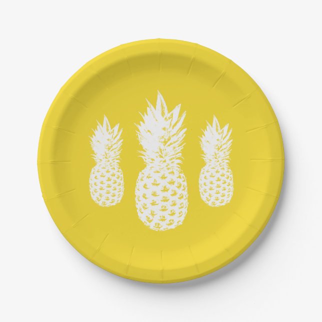Assiettes En Carton Plaques de fête en papier de fruits à l'ananas tro (Devant)