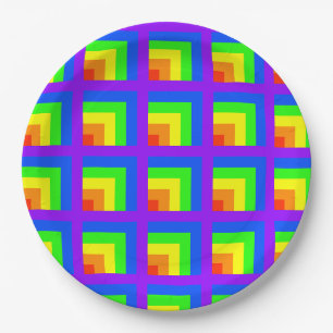 Assiettes En Carton Plaques de fête Rainbow Blocks - set 3