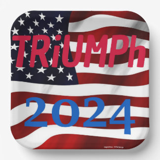 Assiettes En Carton Plaques de fête TRUMP - "TRiUMPh 2024"