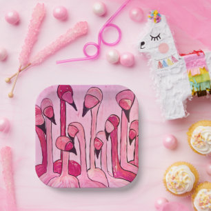 Assiettes En Carton Plaques de Flamant rose rose