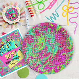 Assiettes En Carton Plaques de gâteau colorées du Retro 90's