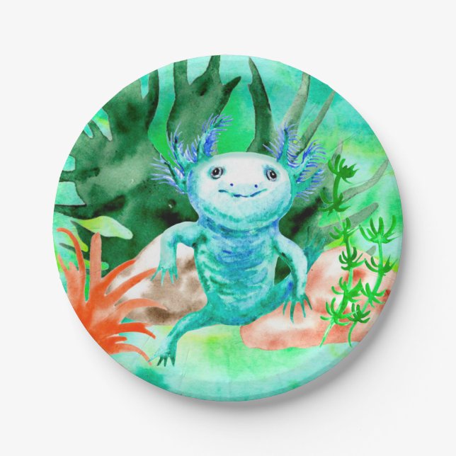 Assiettes En Carton Plaques de la fête Axolotl Anniversaire  (Devant)