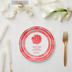 Assiettes En Carton Plaques de la fête de mariage florale de camélia r