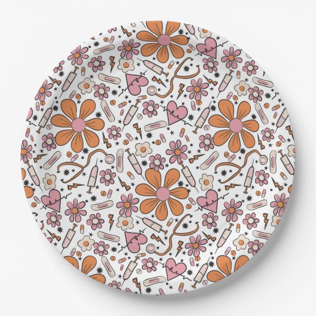 Assiettes En Carton Plaques de la fête d'études en soins infirmiers, P (Devant)