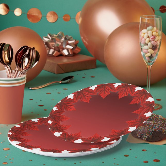 Assiettes En Carton Plaques de la fête du Canada Plaques de papier feu (Multi)