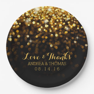 Assiettes En Carton Plaques de Mariage Glam Gold Black Hollywood Glitz