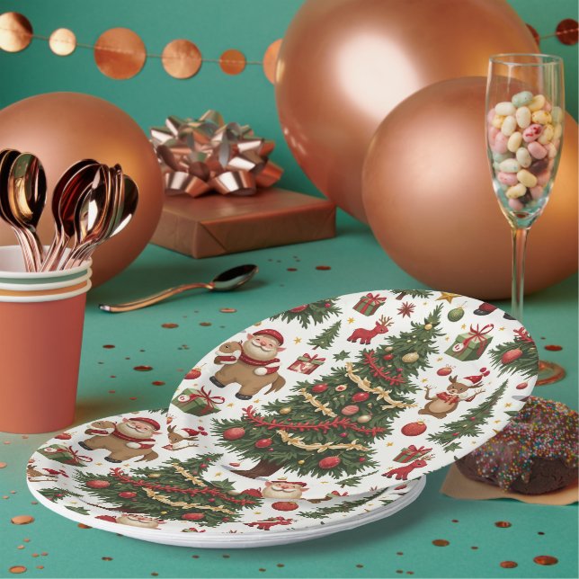 Assiettes En Carton plaques de Noël (Multi)