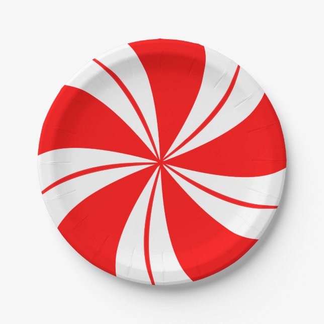 Assiettes En Carton Plaques de Noël de la menthe rouge (Devant)