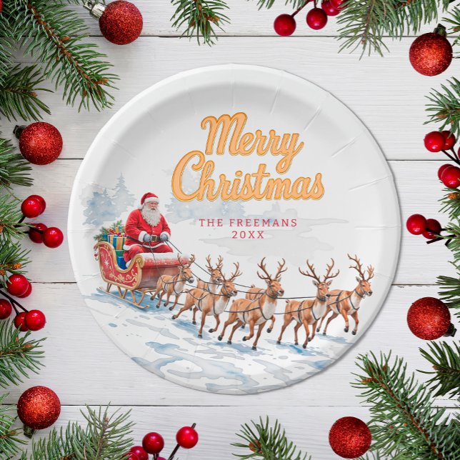 Assiettes En Carton Plaques de Noël personnalisées Père Noël vintages (Christmas Paper Plates)
