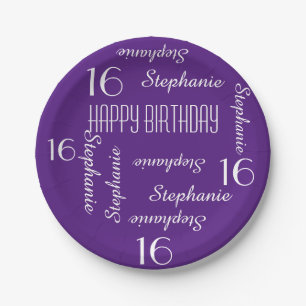 Assiettes En Carton Plaques de papier, 16e fête d'anniversaire noms r
