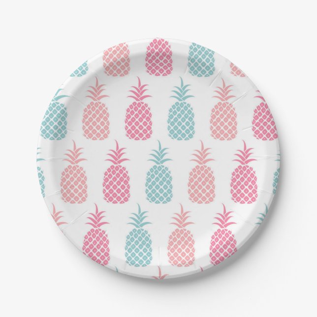 Assiettes En Carton Plaques de papier à ananas tropicales modernes (Devant)