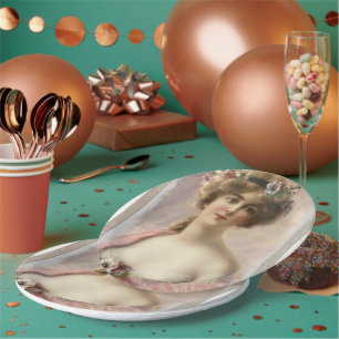 Assiettes En Carton Plaques de papier à cheveux Vintage florales pour 