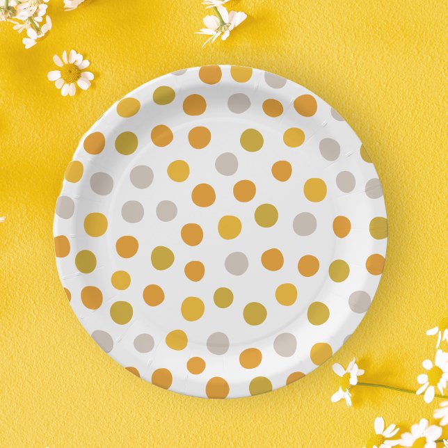Assiettes En Carton Plaques de papier à papier jaune pois (Créateur téléchargé)