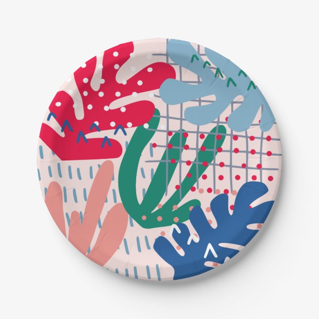 Assiettes En Carton Plaques de papier Abstrait roses (Devant)