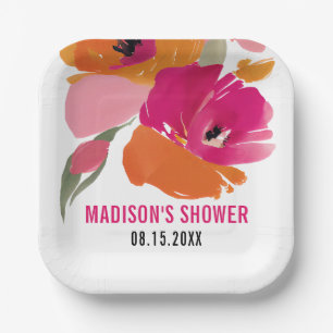 Assiettes En Carton Plaques de papier Abstraites Florales personnalisa