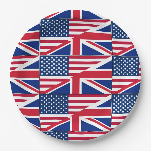 Assiettes En Carton Plaques de papier American British Flag (Devant)