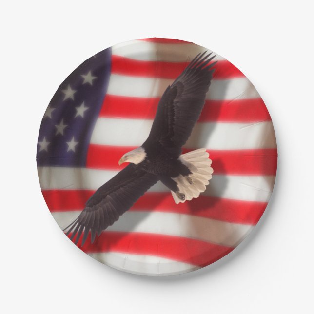 Assiettes En Carton Plaques de papier American Flag & Eagle (Devant)