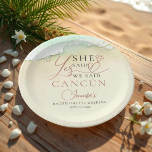 Assiettes En Carton Plaques de papier aquarelle Beach Bachelorette P